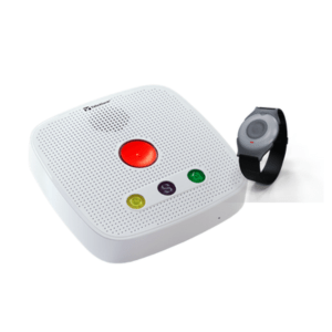 Home telecare alarm base unit with personal alarm button