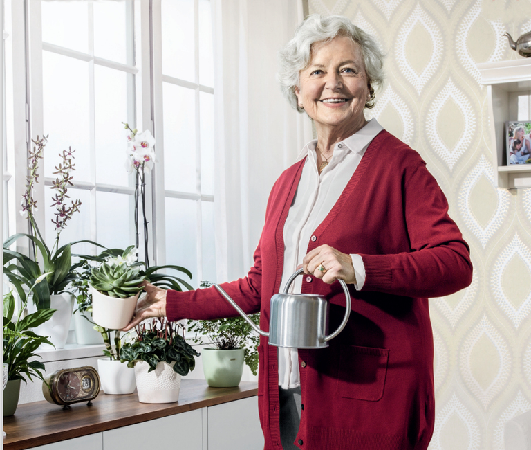 Older woman enjoying independence at home