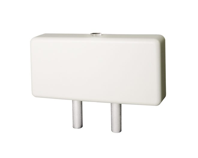 White flood sensor with two water sensing probes